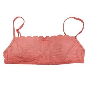 Aerie Women's Light Coral Textured Scalloped Edge Bandeau Bikini‎ Top Size S